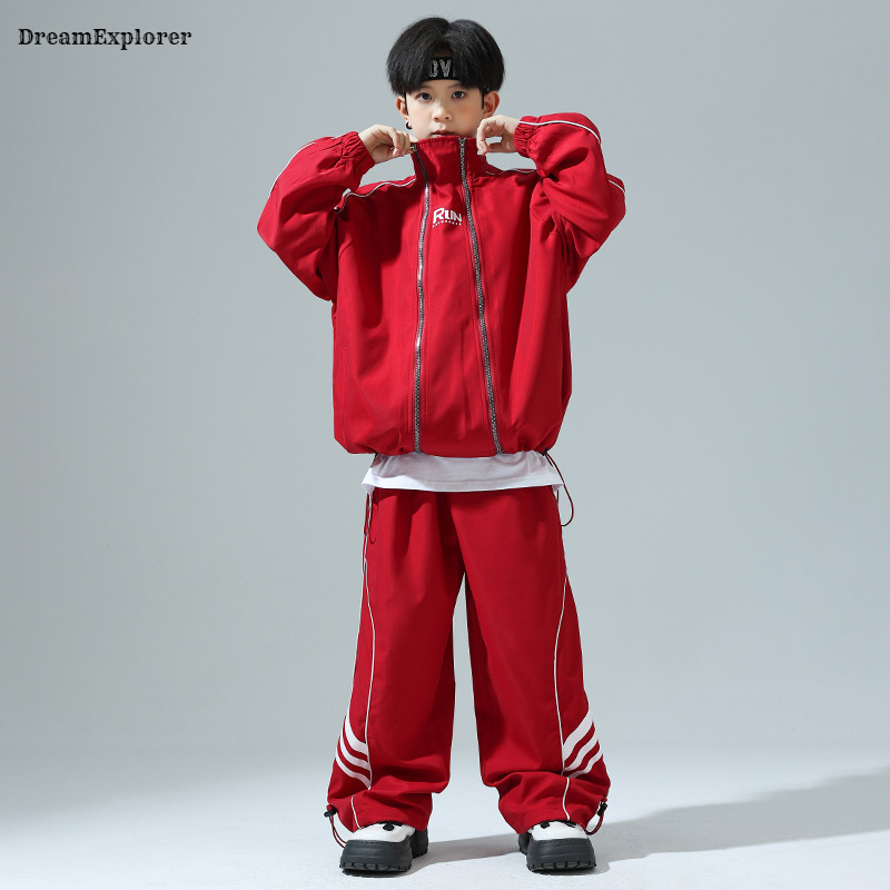 Boys Hip Hop Zipper Loose Coat - Running Gear Kids review and price